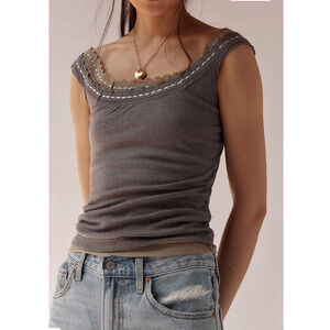 NWT Free People Intimately Only You Tank, Gray, Size XS